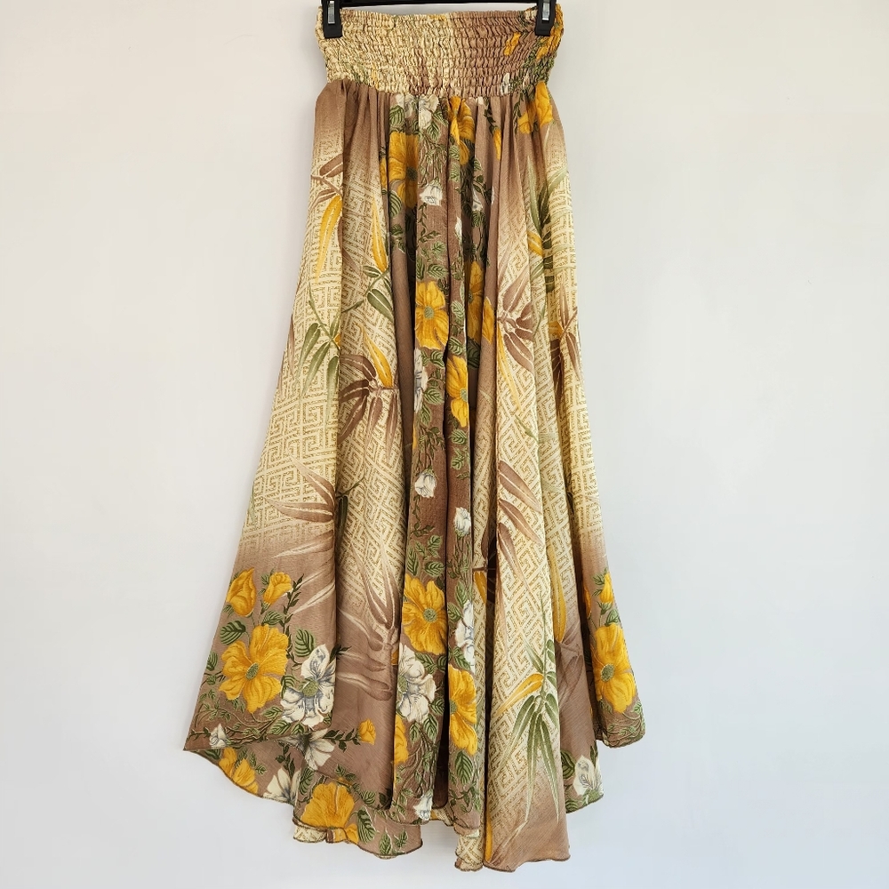 Women's Wide Leg Pants - Green and Yellow